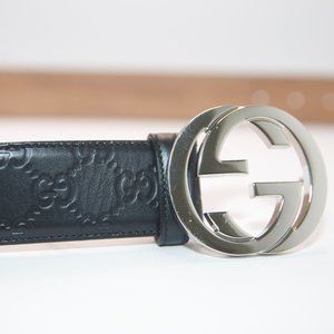 GUCCI Signature Leather Belt - Black